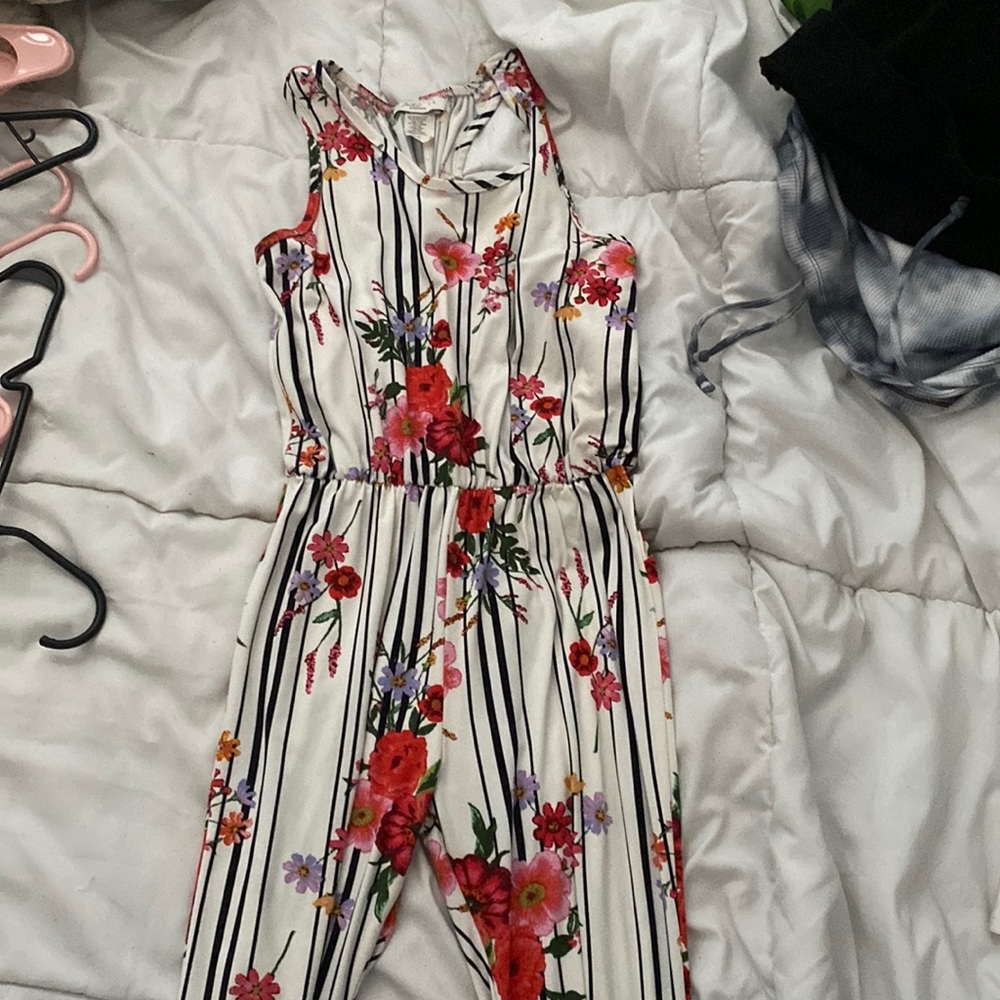 Pinc Premium Jumpsuit, White with Colorful Flowers